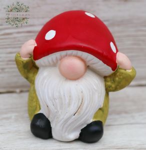 ceramic gnome dad in mushroom cap (13cm)