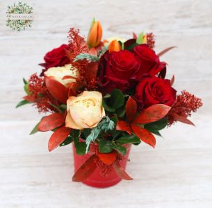  Love flower bowl with roses and tulips (9 stems)