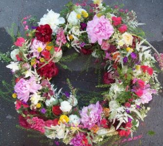 wreath with mixed colorful flowers (45cm)