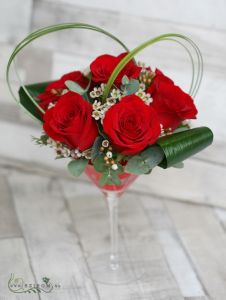Blumencocktail mit 7 rote Rosen
