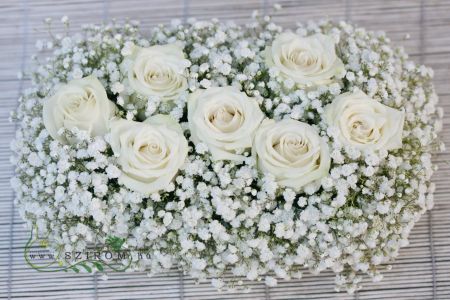 Főasztaldísz (rózsa, rezgő, fehér), esküvő