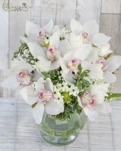 orchids, ornithogalums in vase (20 stem)