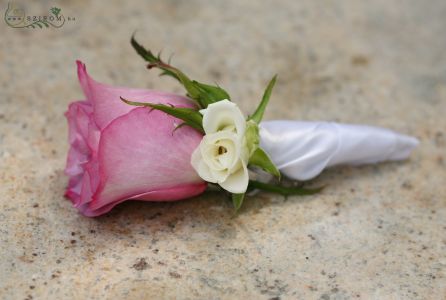 Boutonniere of spray roses, rose (white, pink)