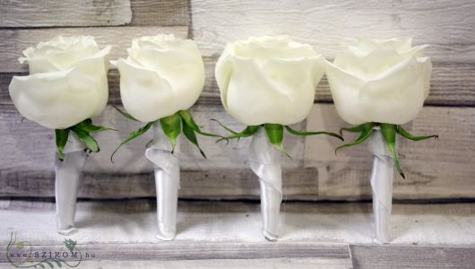 Vőlegény kitűző rózsából (fehér) 1 db