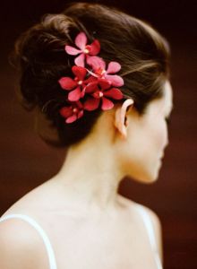 hair flowers, orchids (pink)