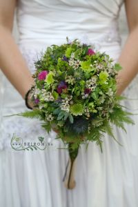 Bridal bouquet Woodland style (wax, santini, brunia, limonium, eryngium, green)