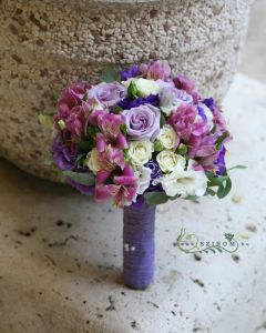 Bridal bouquet purple, pink, cream (rose, bushy rose, liziantus, alstromyme)