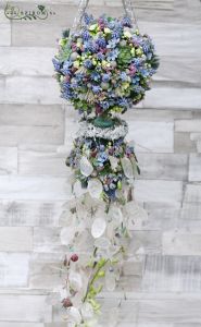 Bridal bouquet with succulents, oxipetalum, muscari,kalanchoe (blue, green)