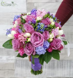 Bridal bouquet (plurple,pink, hyacinth, rose, freesia)