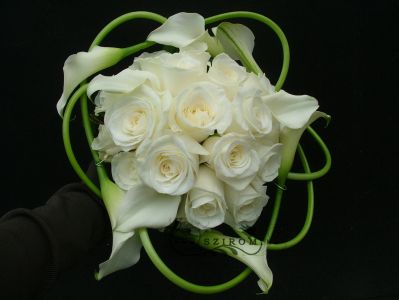 Bridal bouquet of callas and roses (white)