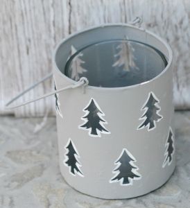 metal candle holder with pine sample (9cm)