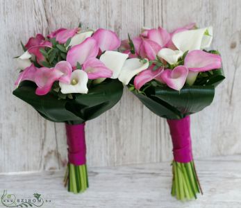 bridal bouquet (calla, white, pink) 1 pc