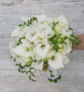 bridal bouquet (calla, baby breath, freesia, white )