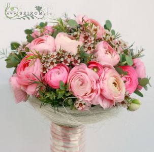 bridal bouquet (buttercup, wax, pink)