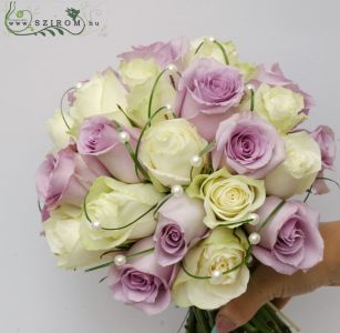 bridal bouquet (rose, white, purple)