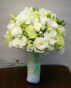 bridal bouquet (rose, ospray rose, freesia, white)
