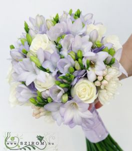 bridal bouquet (rose, freesia, purple, white)