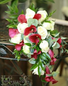 bridal bouquet (rose, calla, white, red)