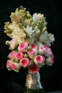 bridal bouquet (tuberose, english rose, white, pink)