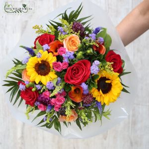 pretty summerbouquet with sunflower and summerflower (38 st)