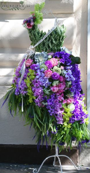 Selyemvirág ruha (lila, rózsaszín), esküvő