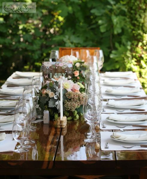 Esküvői asztaldísz borászati, szőlős stílus, Haraszthy Vallejo Etyek