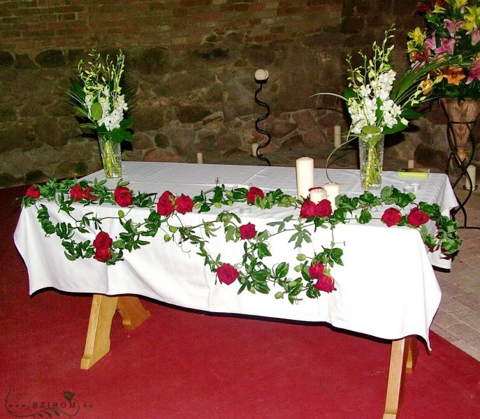 Szertartás asztal virág dekor, Balaton, esküvő
