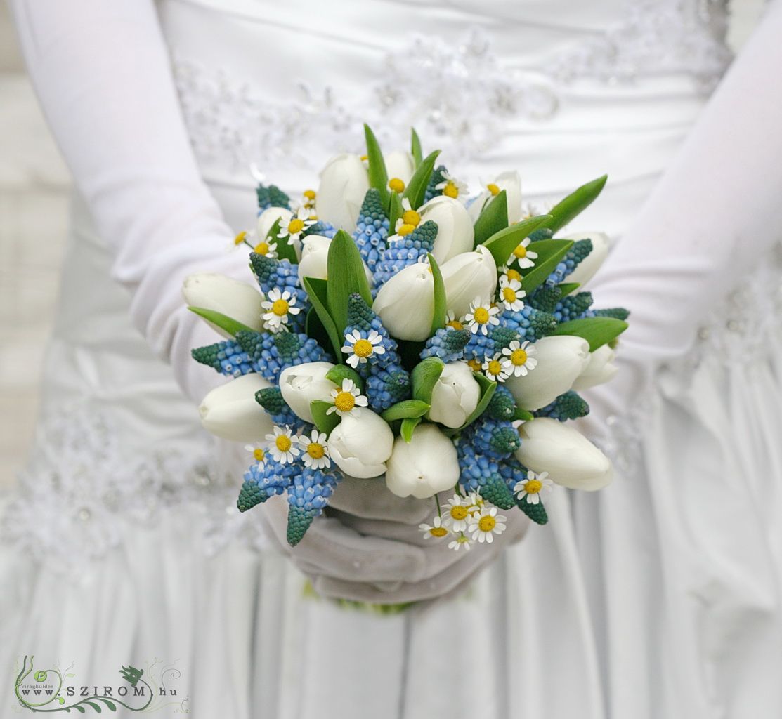 blue tulips wedding bouquet