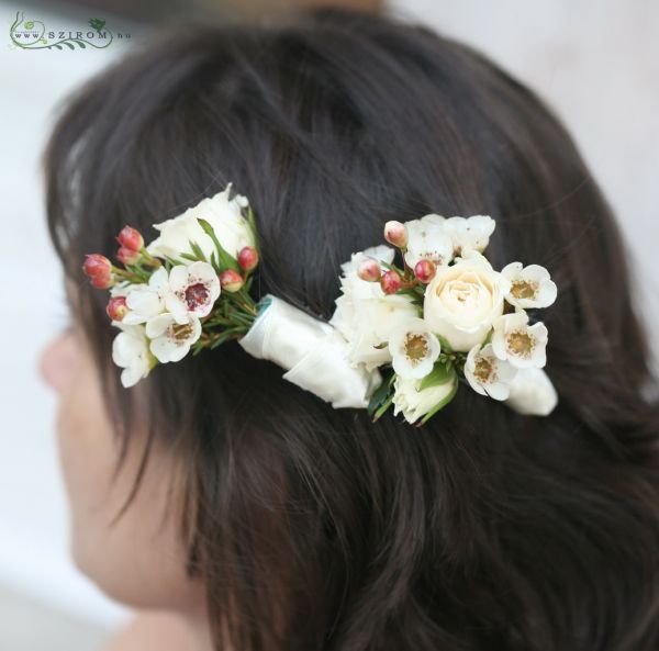 hair flowers (wax, rose, cream)