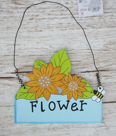 Wilkommen Zeichen  mit Blume (13 cm)