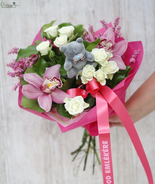 Graduierung-Strauss aus Orchideen und Spray Rosen (7 St)