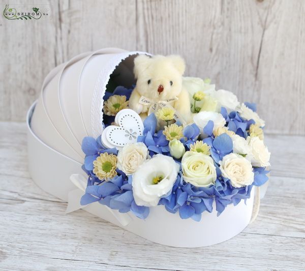 blue baby greeting basket (12 st)