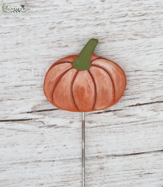 wooden pumpkin on stick (7.5cm)