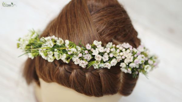 hair wreath made of light pink wax