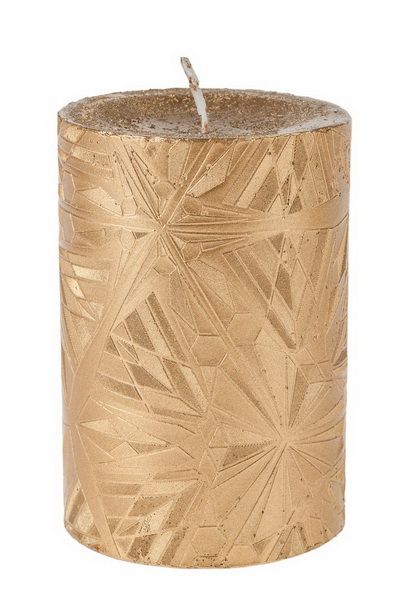 Golden candle , ice star pattern, 10 cm
