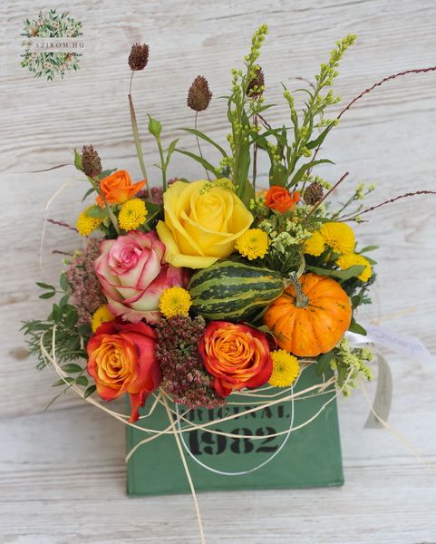 Autumn retro bag bouquet (15 stems)