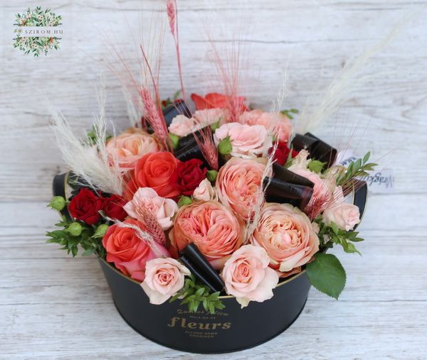 Peach roses flower bowl (16 stems)