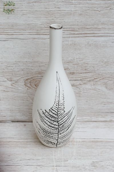 white ceramic vase with fern pattern 28 cm 