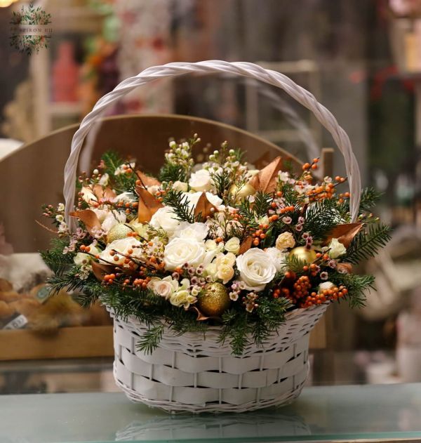 Big white Christmas basket