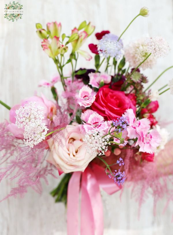 Meadow flowers bridal bouquet with peony