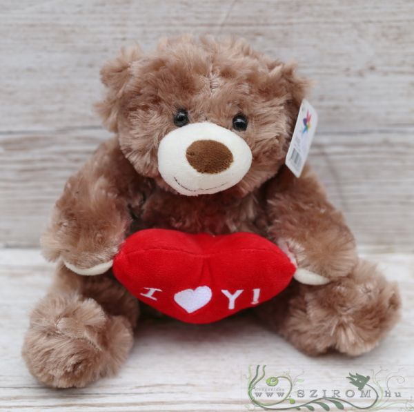 dunkelbrauner Teddybär mit Herz (17cm)