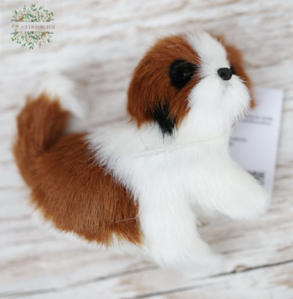 brown and white magnetic dog figure (6cm)