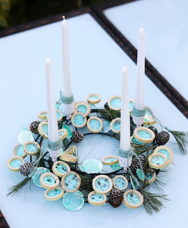 Modern blue advent wreath