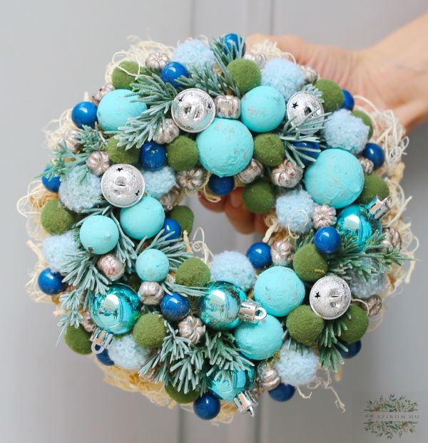 blue-green wreath for winter (21cm)