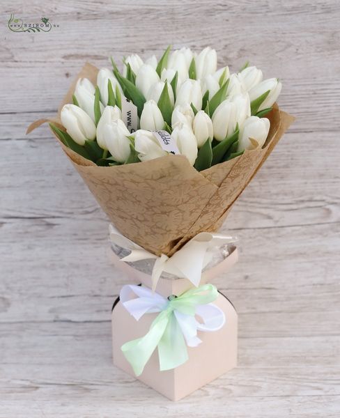 30 Tulpen naturall mit Papiervase
