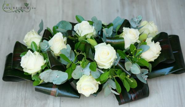 Main table centerpiece (rose, cordyline, white), wedding