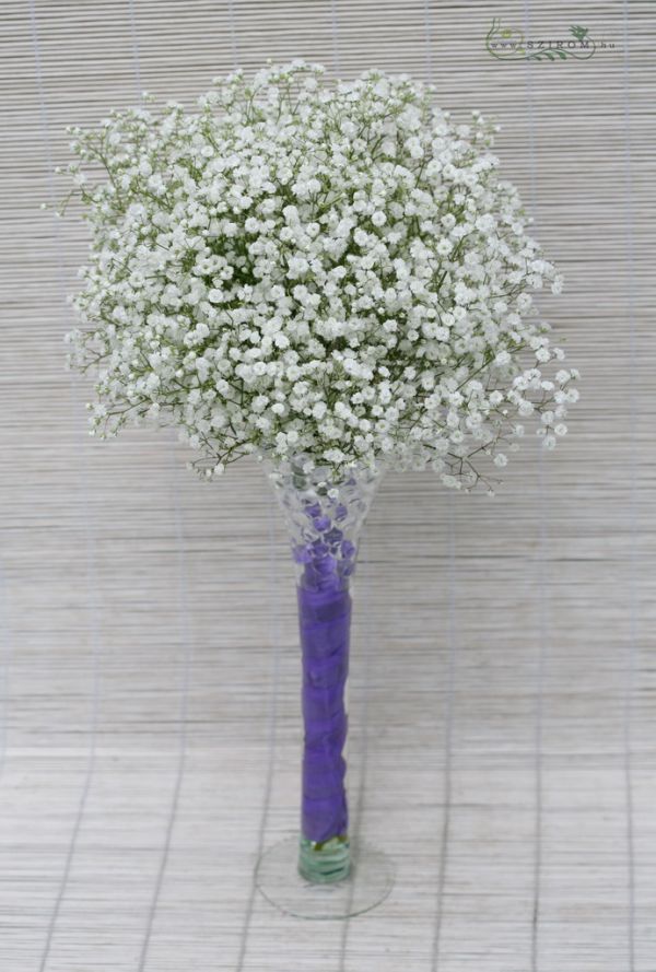 Tall vase centerpiece with gypsophila (white), wedding
