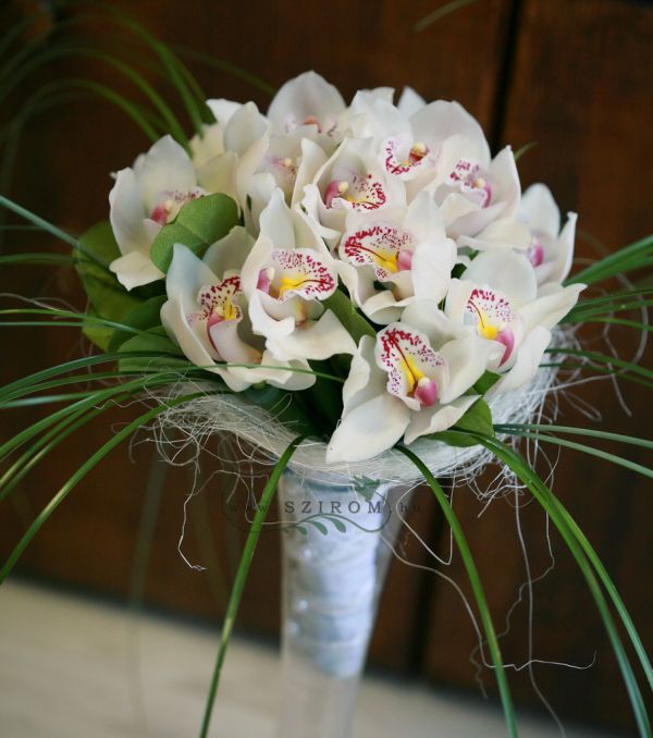 bridal bouquet ( cymbidium orchid, white)