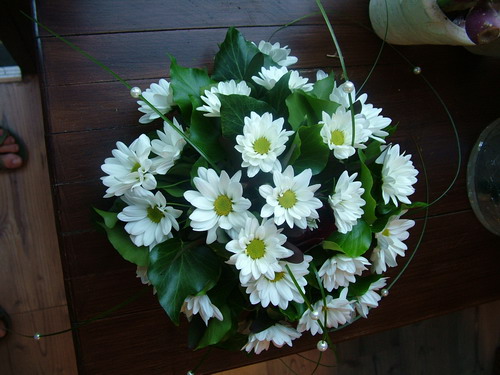 flower delivery Budapest - small bier arrangement of chrisanthemums (30 cm)