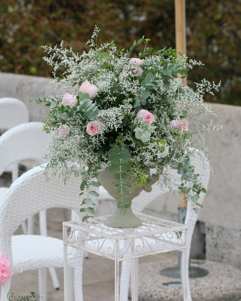állódísz Halászbástya ( rózsa, sóvirág, fehér, rózsaszín), esküvő